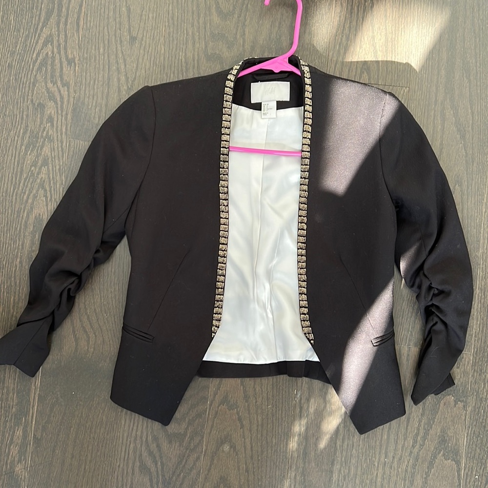 New h&m black blazer with beads. Size 2